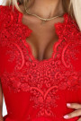  200-11 CHARLOTTE exclusive flared dress with lace neckline - red 