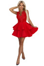  200-11 CHARLOTTE exclusive flared dress with lace neckline - red 