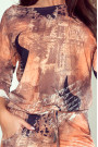  13-168 Sports dress with pockets and ties - copper pattern with inscriptions 