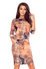  13-168 Sports dress with pockets and ties - copper pattern with inscriptions 
