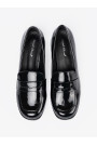 Czarne loafersy na obcasie
