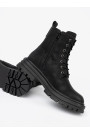 Czarne buty damskie z sznurowaniem i bieżnikiem Sergio Leone
