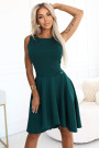  575-2 Flared dress with a spectacular longer back bottle green 