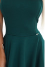  575-2 Flared dress with a spectacular longer back bottle green 