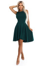  575-2 Flared dress with a spectacular longer back bottle green 