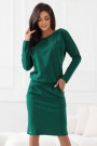  189-13 Long-sleeved sweatshirt dress with pockets comfortable cut with a neckline at the back green 