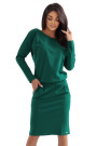  189-13 Long-sleeved sweatshirt dress with pockets comfortable cut with a neckline at the back green 