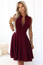  573-4 Exclusive dress with a flared bottom and a zipper - burgundy 