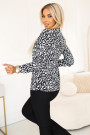  140-28 Business blouse with long sleeves and a tie at the front - black and white pattern 