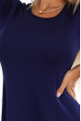  567-2 Comfortable trapeze dress with long sleeves - navy blue 