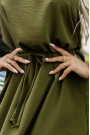  296-14 VICTORIA Sleeveless trapeze dress with a tie waist - khaki 