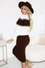  571-2 Two-piece sweater set with matching skirt - chocolate 