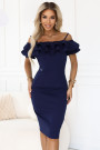  599-3 CARMEN Fitted midi dress in Spanish style - navy blue 