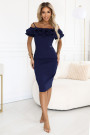  599-3 CARMEN Fitted midi dress in Spanish style - navy blue 