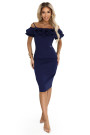  599-3 CARMEN Fitted midi dress in Spanish style - navy blue 