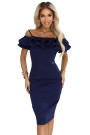  599-3 CARMEN Fitted midi dress in Spanish style - navy blue 