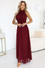  636-1 VERONICA luxurious long dress with a brocade accent and a chic shape - burgundy 