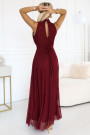  636-1 VERONICA luxurious long dress with a brocade accent and a chic shape - burgundy 