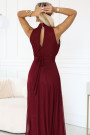  636-1 VERONICA luxurious long dress with a brocade accent and a chic shape - burgundy 