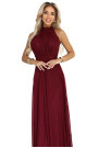  636-1 VERONICA luxurious long dress with a brocade accent and a chic shape - burgundy 