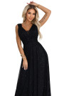  637-2 Long evening dress with a glitter accent and a deep neckline - black 