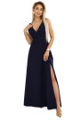  634-1 MIRA elegant maxi dress with a wrap neckline and a slit on the leg - navy blue 