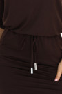  13-169 Sporty midi dress with pockets and a tie waist - chocolate brown 