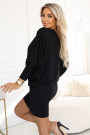  402-10 Comfortable batwing dress with long sleeves - black 