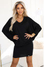  402-10 Comfortable batwing dress with long sleeves - black 