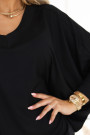  402-10 Comfortable batwing dress with long sleeves - black 