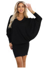  402-10 Comfortable batwing dress with long sleeves - black 