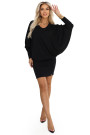  402-10 Comfortable batwing dress with long sleeves - black 