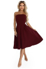  641-1 VIVIENNE corset flared midi dress for special occasions - burgundy 