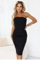  642-1 Off-the-shoulder corset midi pencil dress - black 