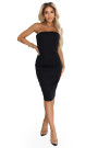  642-1 Off-the-shoulder corset midi pencil dress - black 