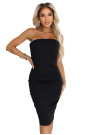  642-1 Off-the-shoulder corset midi pencil dress - black 