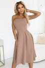  641-2 VIVIENNE corset flared midi dress for special occasions - beige 