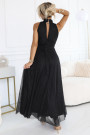  636-3 VERONICA luxurious long dress with a brocade accent and a chic cut - black 