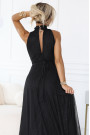  636-3 VERONICA luxurious long dress with a brocade accent and a chic cut - black 