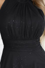  636-3 VERONICA luxurious long dress with a brocade accent and a chic cut - black 
