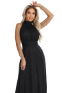  636-3 VERONICA luxurious long dress with a brocade accent and a chic cut - black 