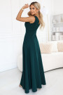  648-1 A fashionable, figure-flattering maxi dress with a leg slit - bottle green 