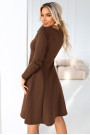  574-2 IVANA comfortable trapeze dress with a neckline and long sleeves - chocolate 