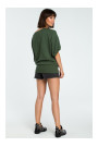 B079 Негабаритная блузка с деталью в виде обертки - военный зеленый
