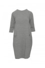 B083 Платье большого размера с карманом спереди - серый