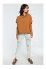 B094 Liela izmēra krekliņš ar V veida kakla izgriezumu mugurā - karameļu krāsā