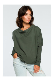 B094 Топ большого размера с V-образным вырезом на спине - военный зеленый