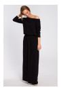 M435 Хлопковое платье макси с завязывающимся поясом - черный