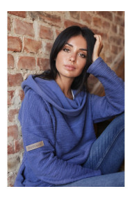 B131 Пуловер с высоким воротником - индиго