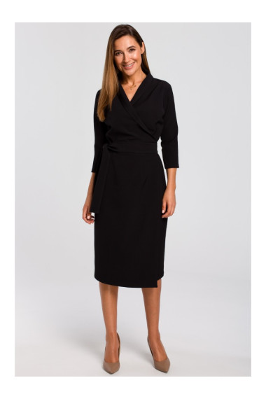 S175 Платье с завязками спереди - черный